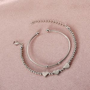 NEW Silver Triple Heart Bracelet & Cuff Set